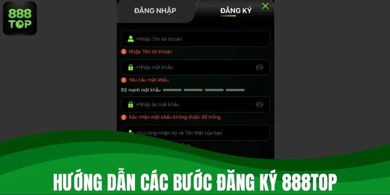 Hướng dẫn các bước đăng ký 888TOP