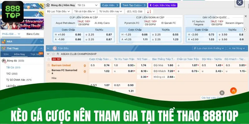 Kèo cá cược nên tham gia tại thể thao 888TOP